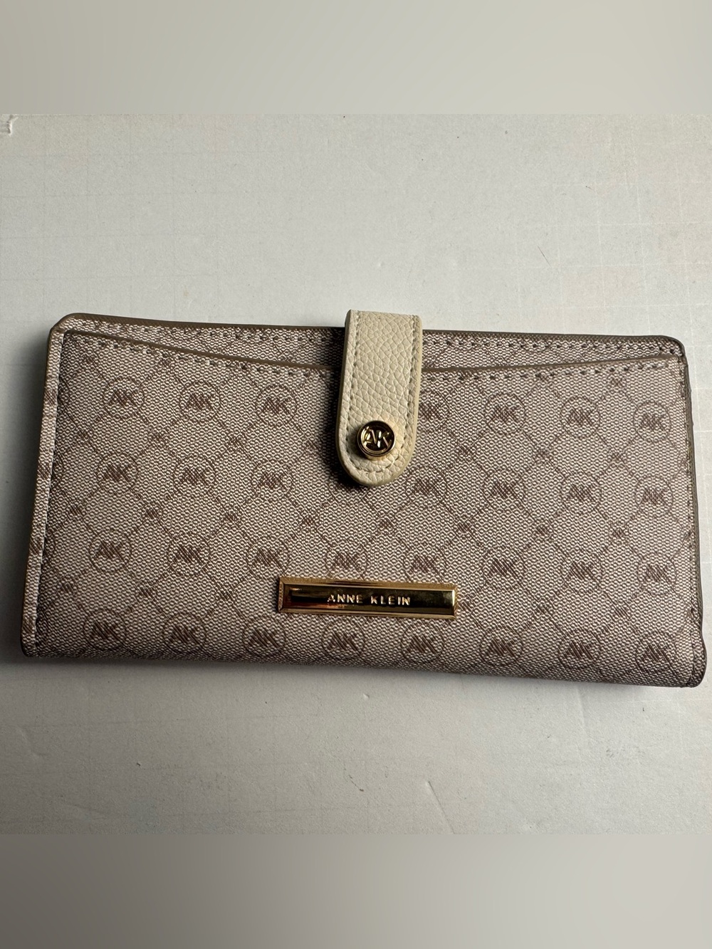 Anne Klein Beige and Cream Logo Continental Wallet
